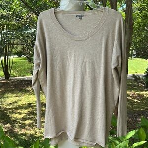 Charlotte Russe Relaxed Tan Cream Long Sleeve lightweight sweater